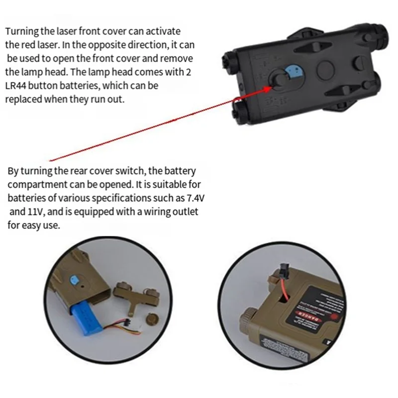 A03F-PEQ2 ไฟเลเซอร์สีแดงสําหรับอุปกรณ์ตกแต่งแบตเตอรี่เลเซอร์ NERF รุ่นที่ 9 ไนลอน