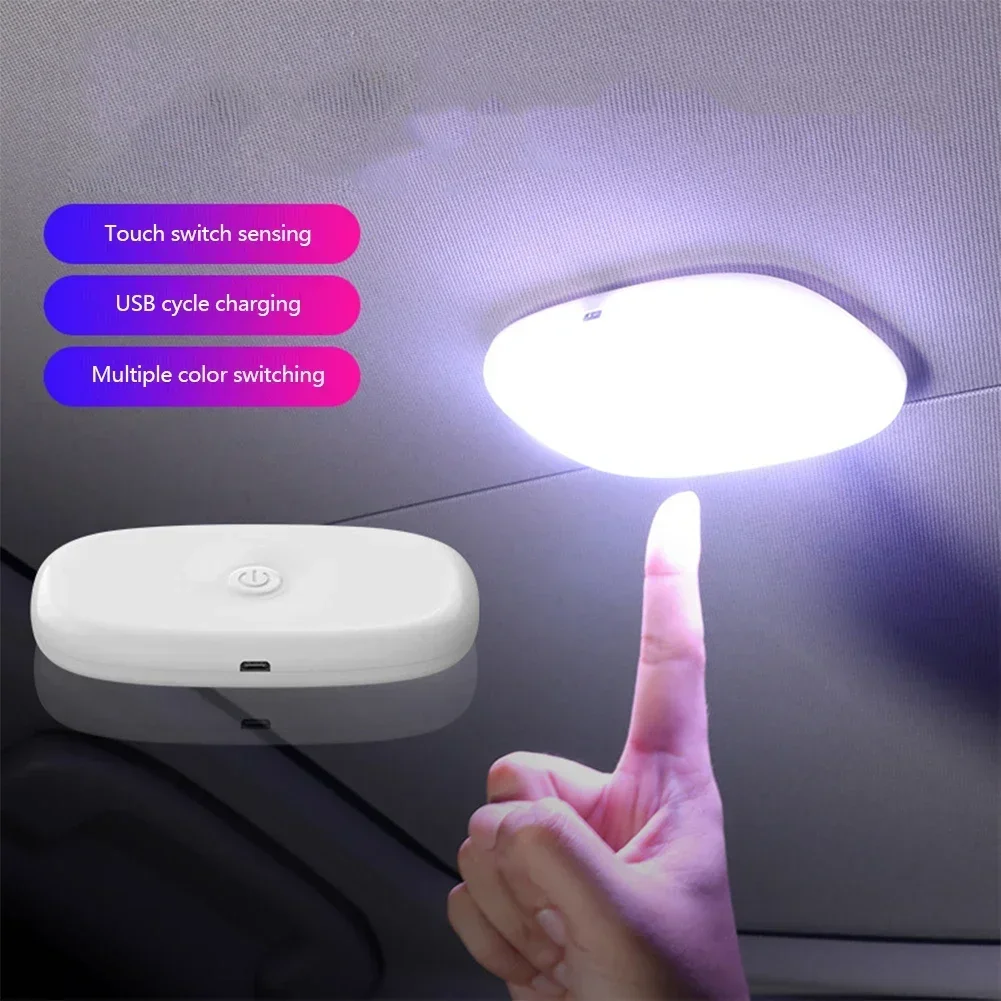 Car Backseat Ceiling Roof Light Kits Magnetic LED Night Car Interior Reading Light Square Touch Light Rechargeable Colorful Lamp