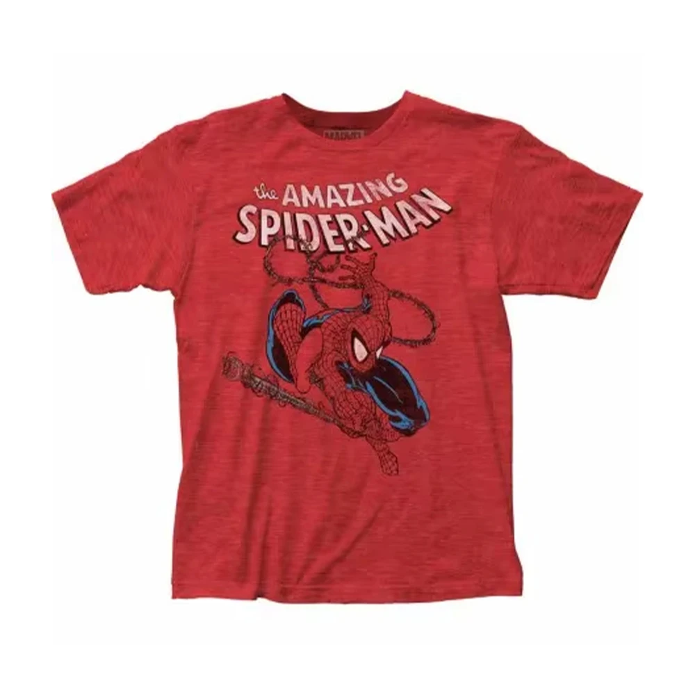Camiseta de Manga Curta Estampada do Homem-Aranha da Marvel para Homens e Mulheres, Nova Tendência de Moda de Verão, Casual, Decote Redondo, Solta, Tops Y2K