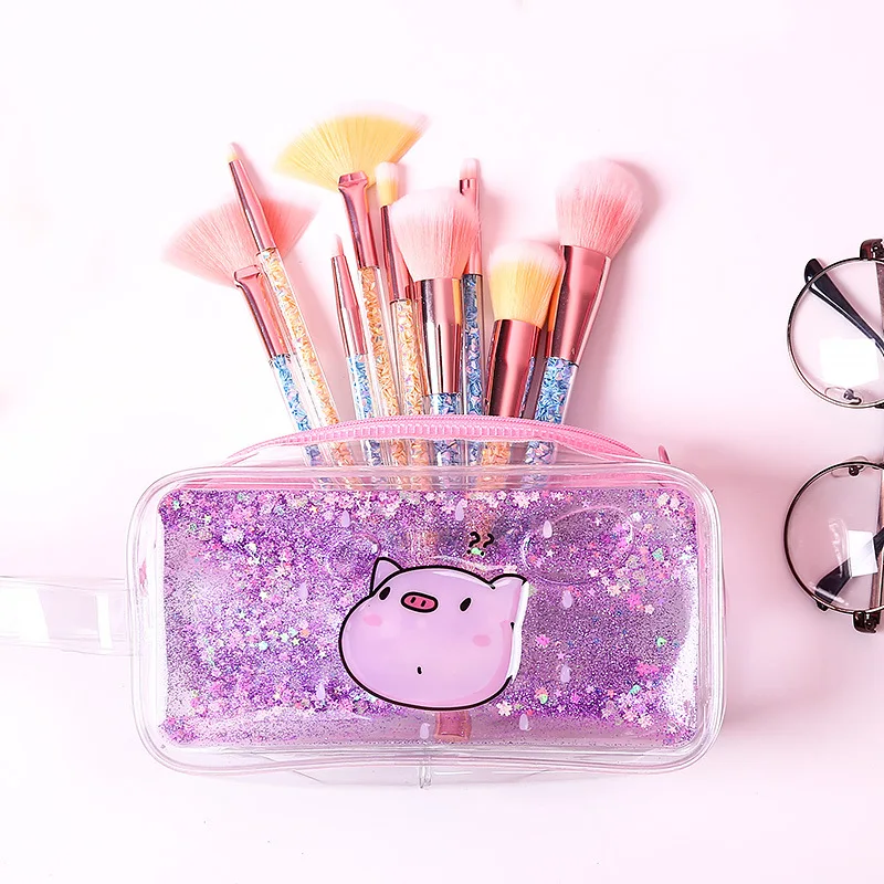 Imagem -03 - Chen Lin-kawaii Quicksand Mermaid Pencil Case Bolsa Transparente Glitter Pen para Meninas Armazenamento Multi-função Bolsa de Cosméticos 1pc