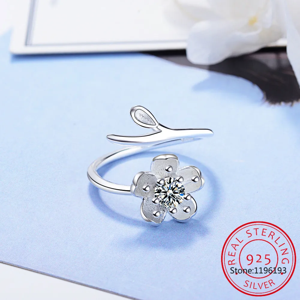 Flower Natural Purple Amethyst 925 Sterling Silver Plum Blossom Ring for Women Fashion Gemstone Jewelry Party Birthday Gift image 6