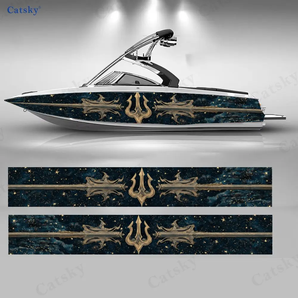 Vintage Sea Chart Boat Stickers, PVC Waterproof Durable Vinyl Wrap Decals for Fishing Boats, Durable and Stylish Design