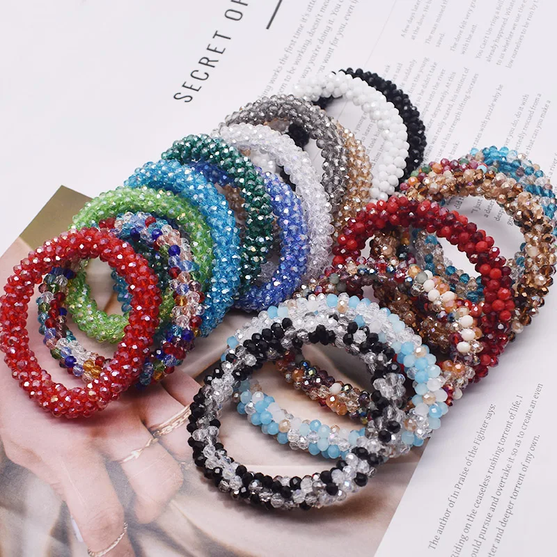 Moda grânulo pulseira elástica artesanal Strand pulseiras para presente feminino novo acessório de cabelo contas de vidro pulseira
