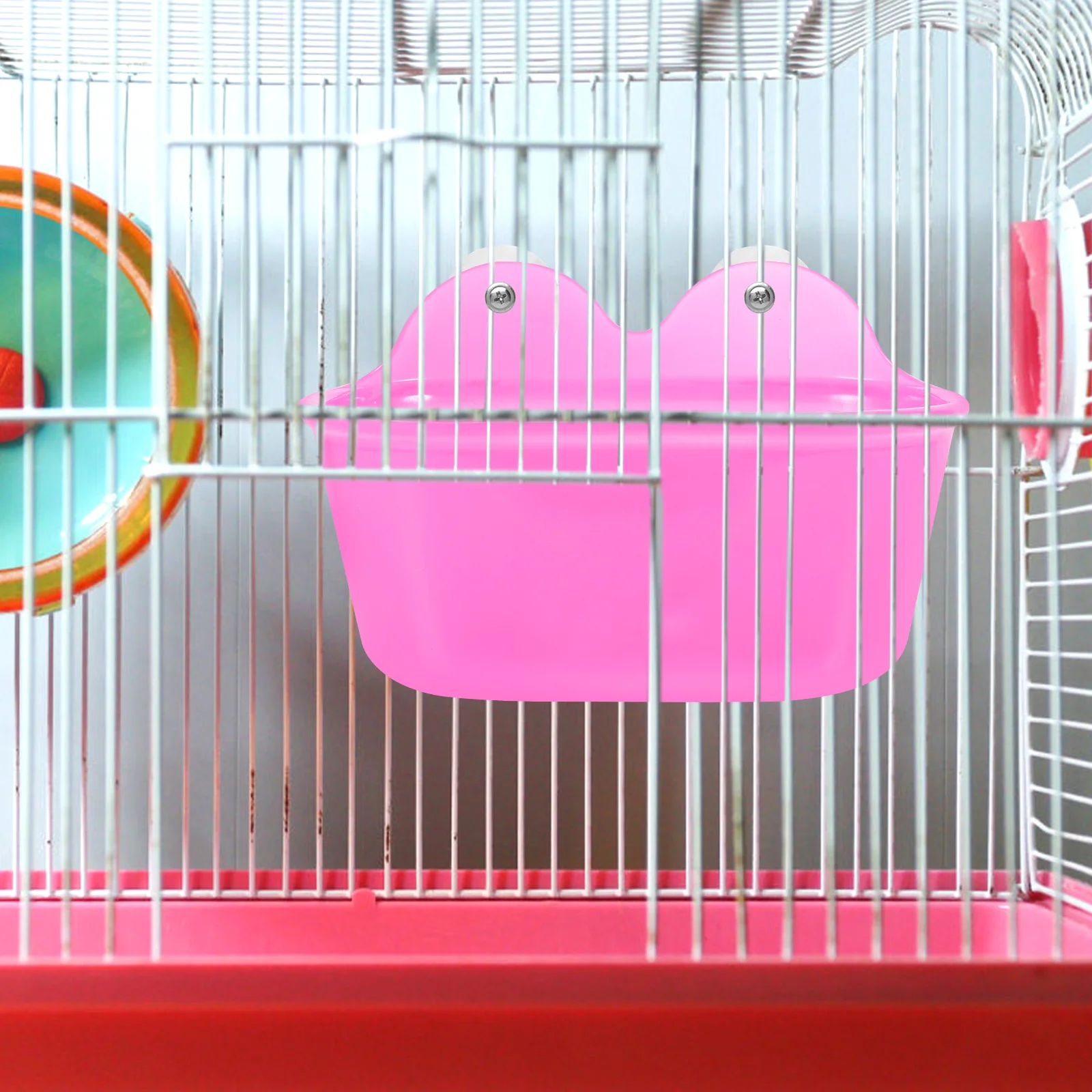 

Parrot Bird Bath Bowl 1 Piece Oval Purple Red Basin Durable Safe Reusable Easy Install Cage Compatible Pet Feeder
