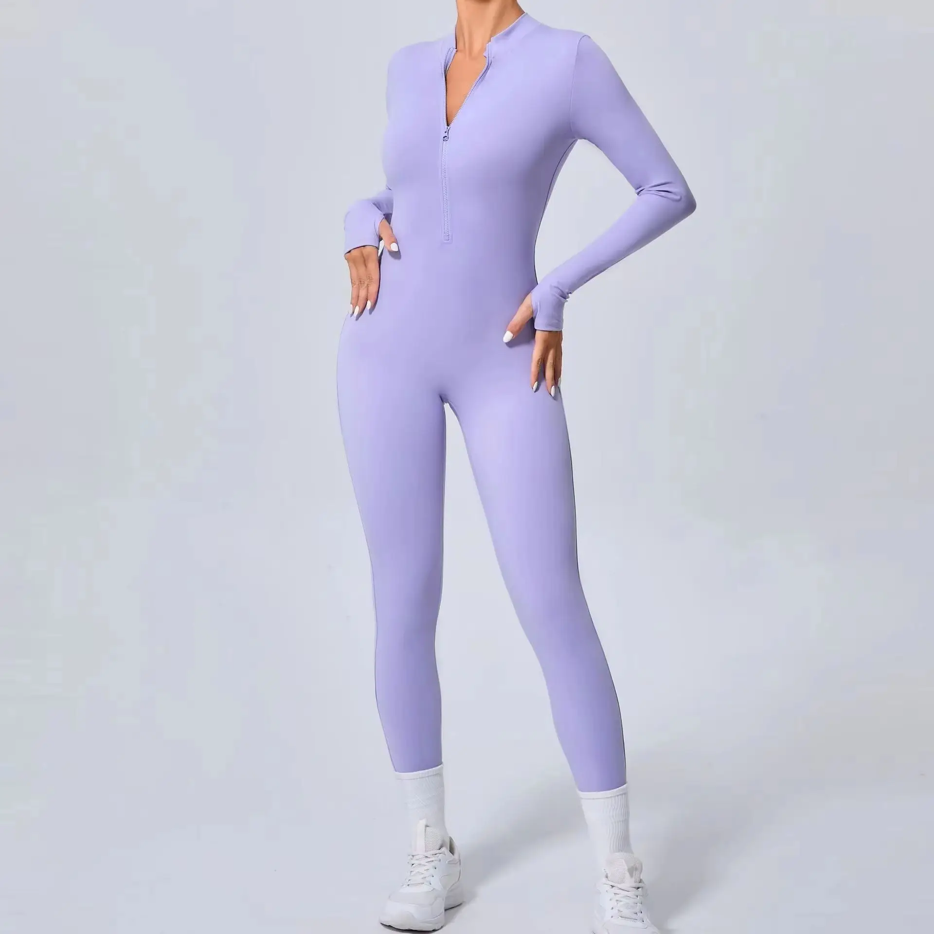 

Gym Jumpsuit Women Rompers Fitness Suit Sports Overalls for Woman Tracksuit Yoga Clothing Zipper Long Sleeved Workout Sportswear
