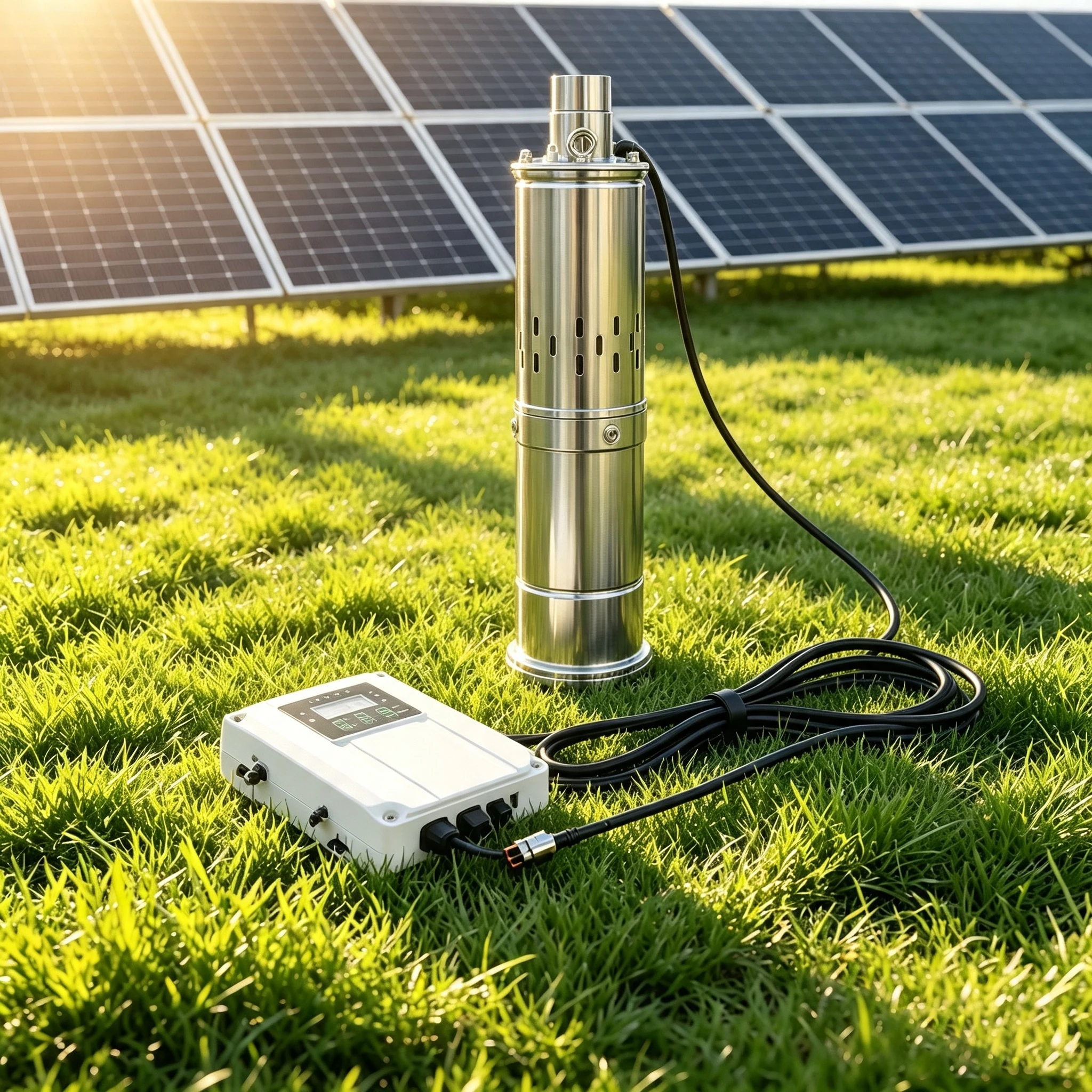 Off Grid Solar Powered Submersible Water Pump Built-in MPPT Regulator Stainless Steel Deep Well Pump for Agriculture Livestock W
