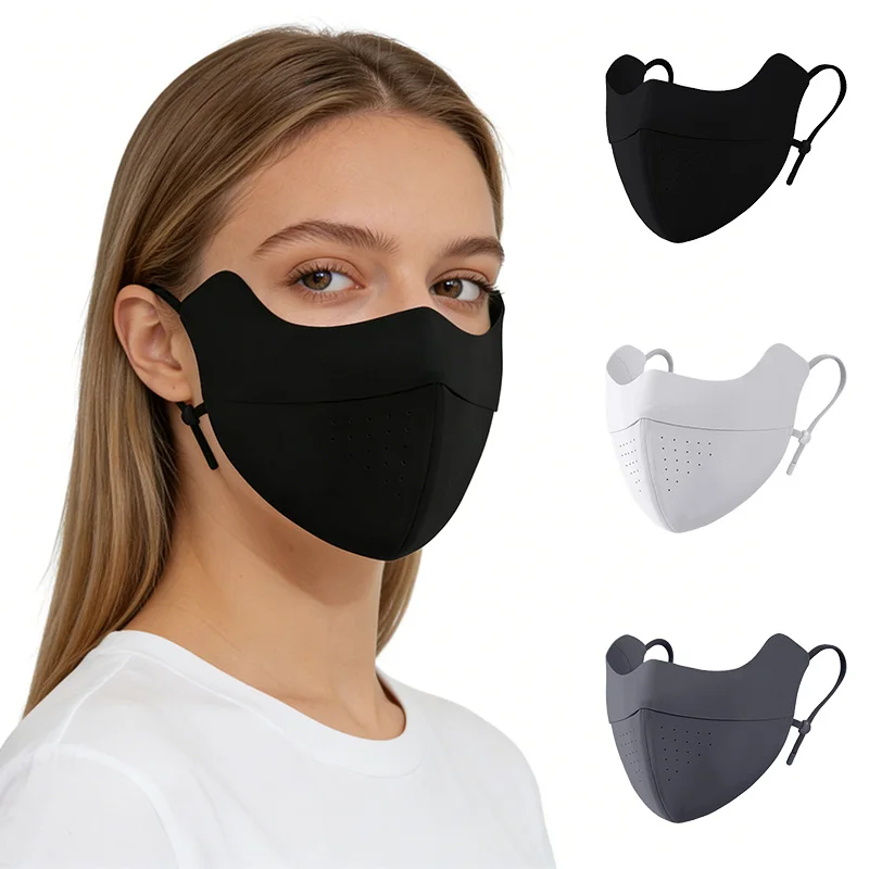 

Summer Sunscreen Mask for Women Breathable Ice Silk Anti-UV Masks Solid Color Outdoor Sun Protection Accessories