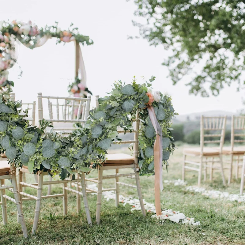 BAAD 2 Pacote 1.8M Guirlanda de eucalipto artificial guirlanda falso dólar de prata vegetação guirlanda videiras corredor de mesa