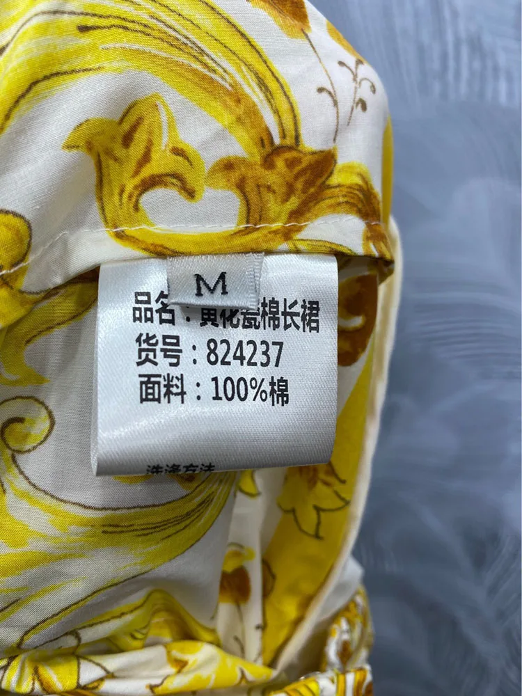 Women\'s Yellow Porcelain Printing Skirt, 100% Cotton, Empire High Street EXpansion Half Dresses, Fashion, Summer