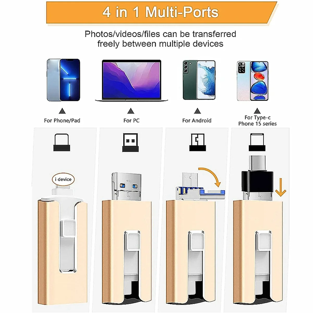 64G Usb Flash Drive 3 in 1 Mobile USB Flash DriveUSB Memory Stick DriveUSB Thumb Drive