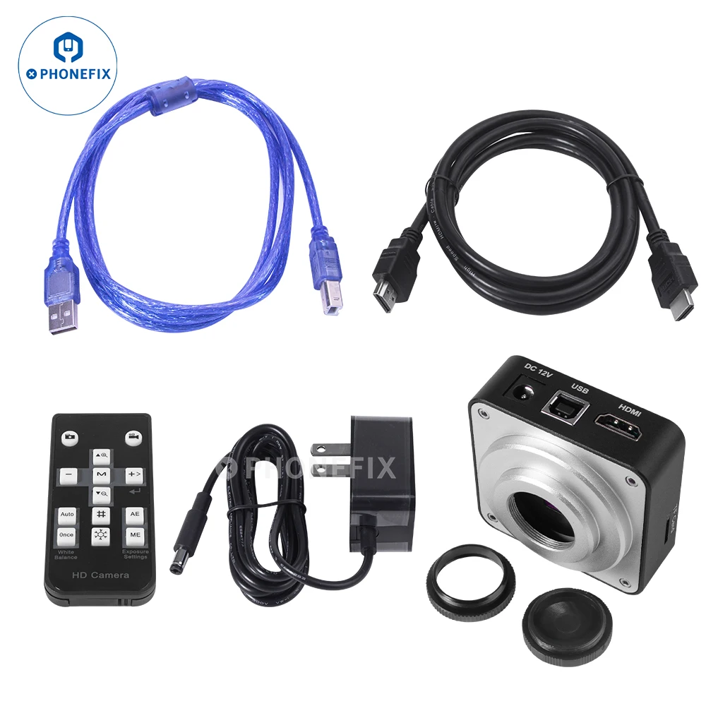 4K Full HD Digital Microscope Camera 60MP HDMI USB Type-C Output with C-mount for Soldering Repair Digital Image Acquisition