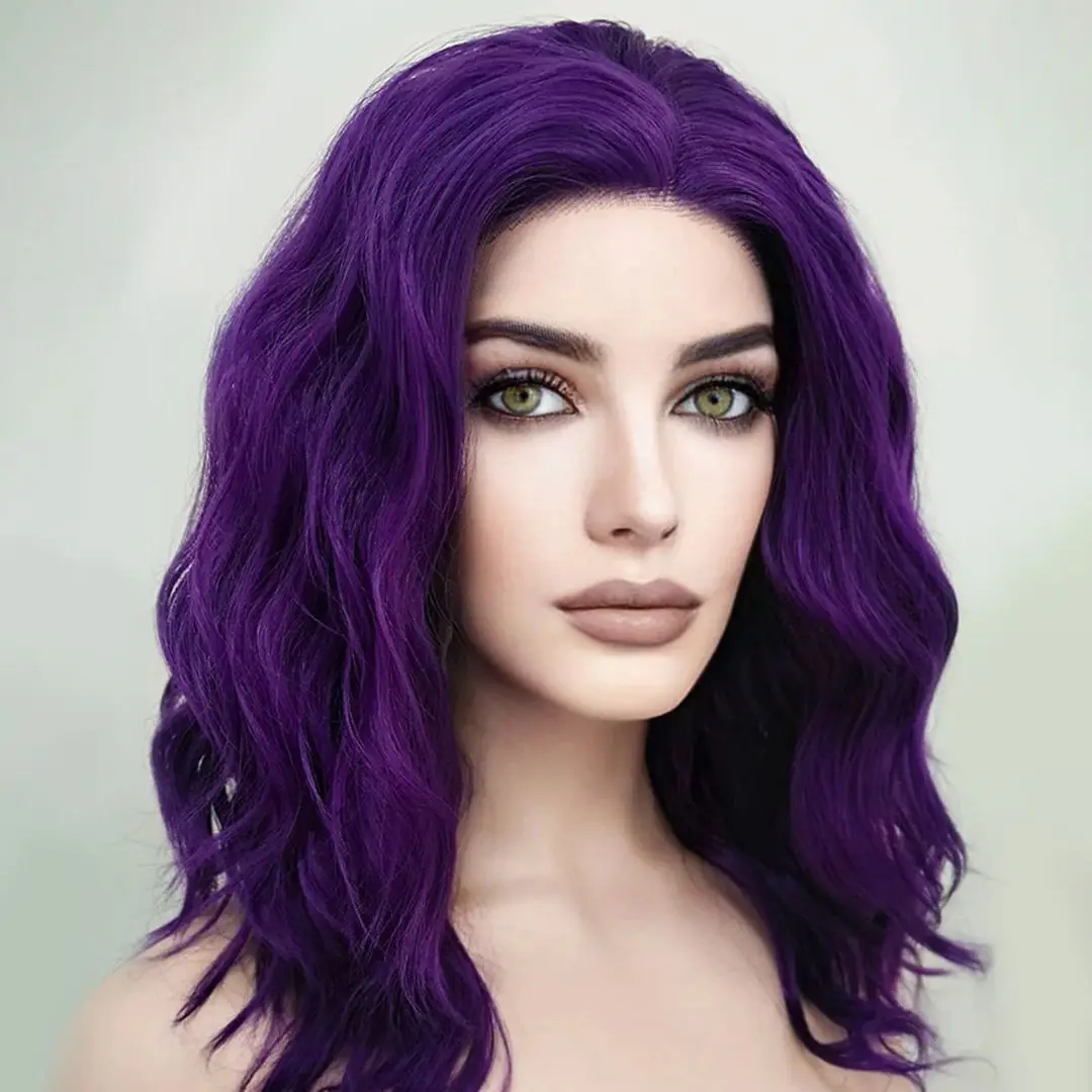 Dark Purple Blonde Water Wave Synthetic 13x4 Transparent Lace Front Wigs for Black Women Hot Cosplay Lolita Glueless Soft Wigs