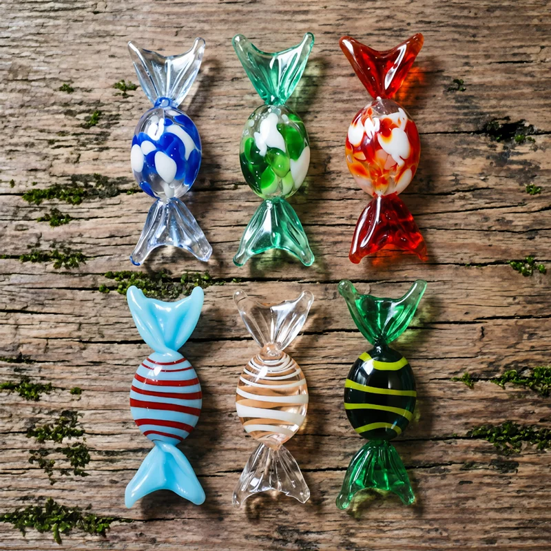 

Vintage Murano Glass Candy Ornaments Creative Handmade Sweets Pop Art about 9cm Home Living Room Table Decor Wedding Party Gifts