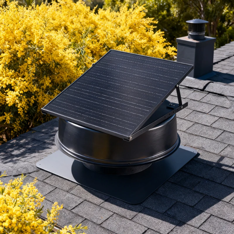 Solar Attic Roof Fan OEM ODM Brushless DC Motor Aluminum Alloy High Efficiency 1300RPM Roof Exhaust Fan