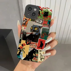 Abstract Art Cat Phone Case For iPhone 15 14 13 12 11 Pro Max XS X XR 7 8 Plus 15 SE 2022 Shockproof Soft Silicone Bumper Cover