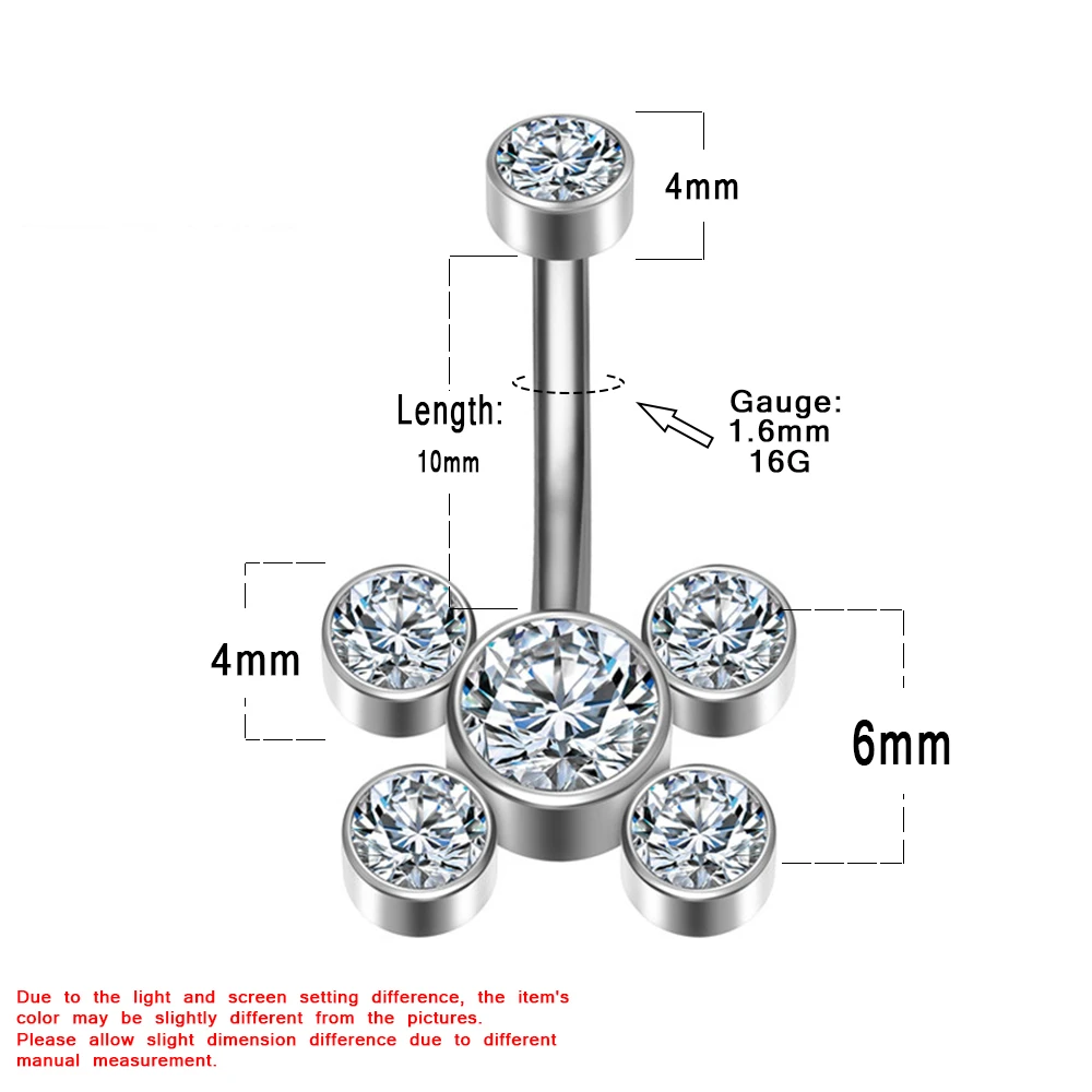 G23 Titanium Navel Piercing Zircon Diaphragm Clicker Hinge Segment Charming Belly Button Ring Body Jewelry Woman Accessories