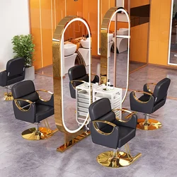 Silla De peluquero De belleza para salón De salón, silla De diseño barato De oro De lujo, reposapiés clásico, muebles modernos avanzados