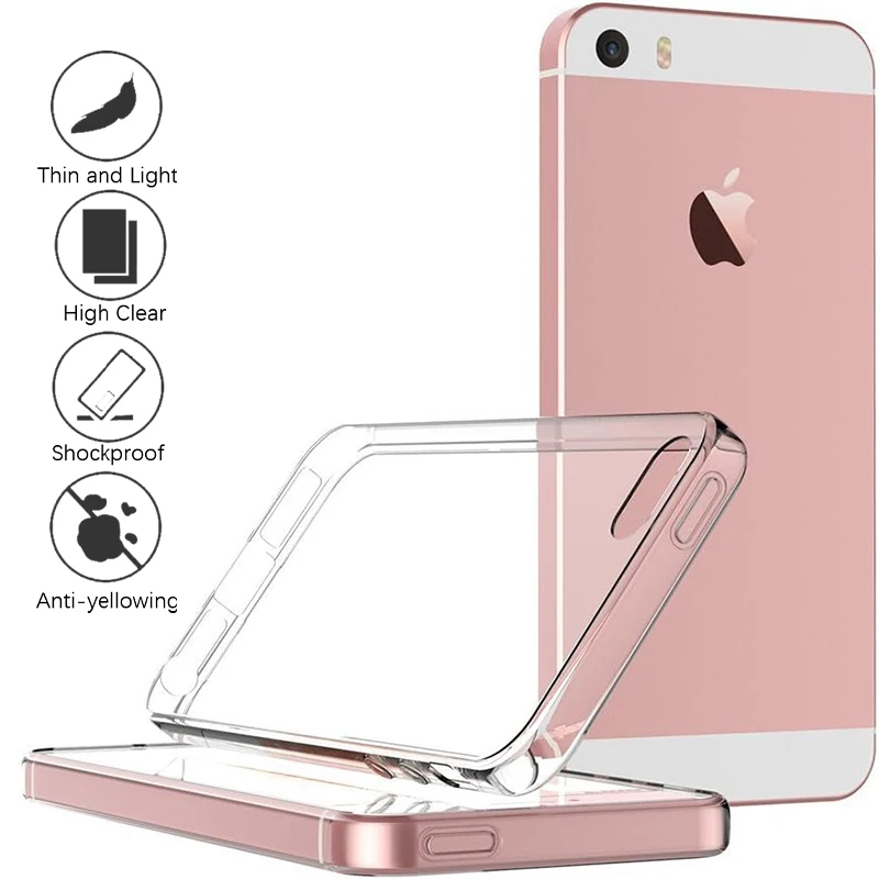 Ultra Thin Silicone Soft Case For iPhone SE 2024 2022 2020 2016 Transparent Shell Slim Clear Cover TPU Case For iPhone SE 2 3 4