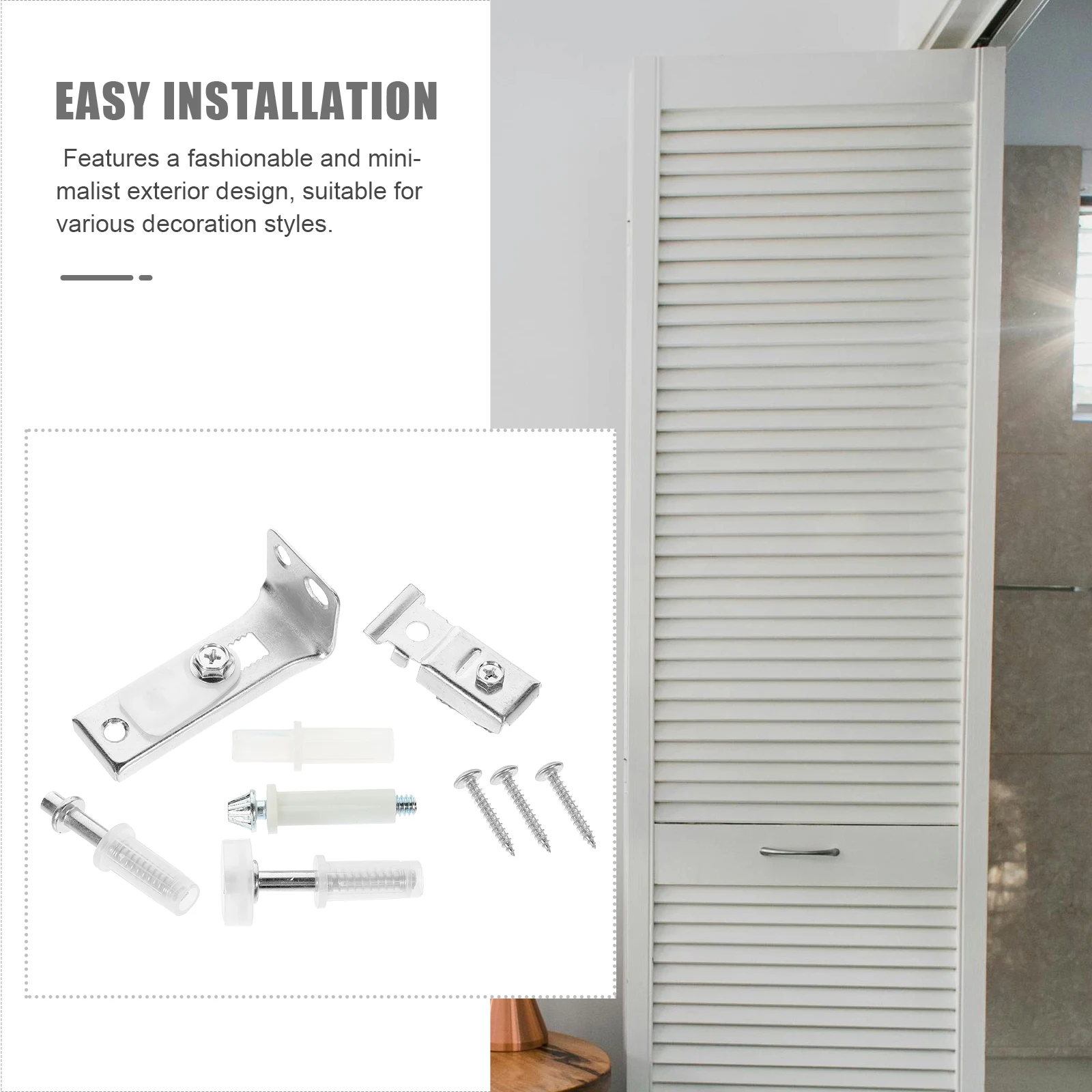 

1 set 1 Set Sliding Door Hardware Aluminum Alloy Folding Repair Kit Bifold Track Rollers Replacement Closet Door Accessories