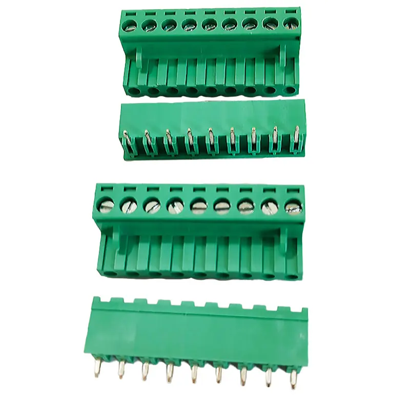 5 زوج 5.08 مللي متر 2EDG 2/3/4/5/6/7/8/9/10/12Pin PCB برغي محطة كتلة سلك موصل 300V10A مستقيم منحني دبوس