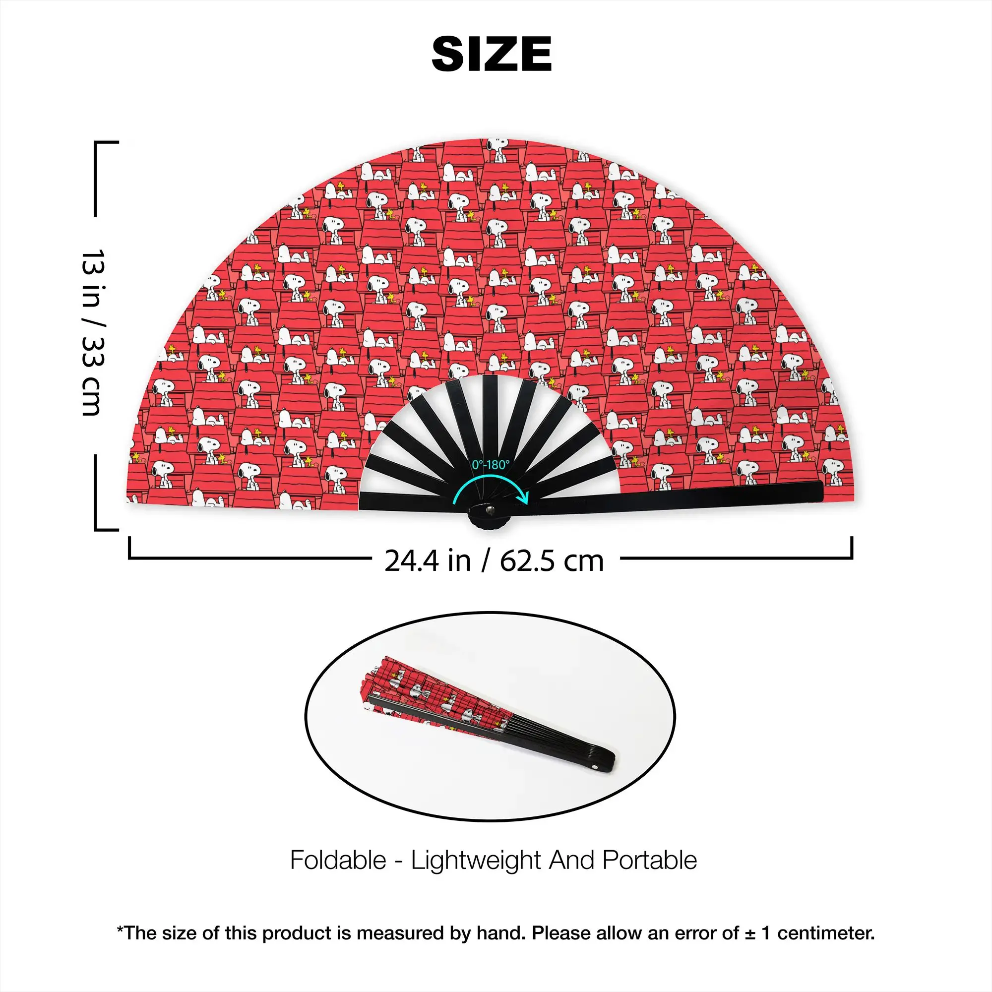 Peanuts Snoopy and Woodstock Red Doghouse Hand Fan Promotional Gift Event Souvenir  Durable Folding Fans Creative Bulk Pack Fan view 3