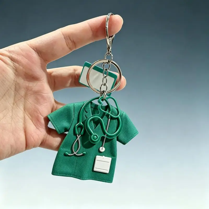 Schlüsselanhänger mit Stethoskop-Design, 2D-Flachdesign, Deko-Geschenk für Krankenschwestern, Ärzte und Personal, Alltags-Ornament – Detail 8