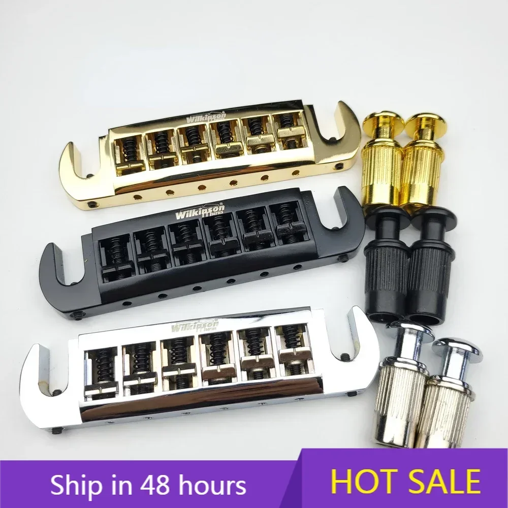 H X Shop Store--Wilkinson WOGT3 Tailpiece Bridge For LP Electric Guitar Chrome Silver Adjustable Wraparound
