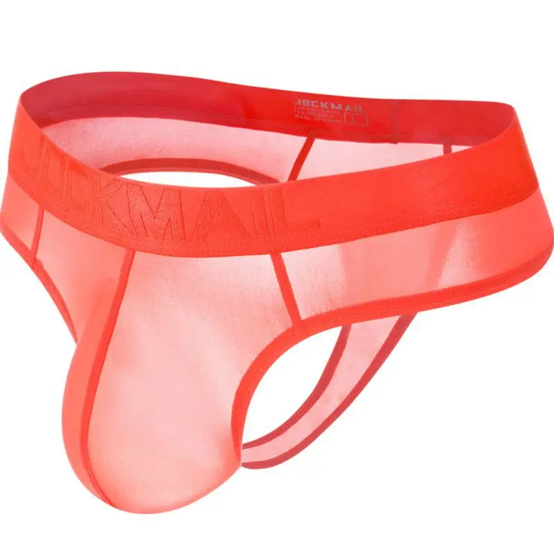 4PCS JOCKMAIL Mens Sexy Underwear Thongs Ice Silk Ultra-thin Translucent Man Briefs Bikini T Thongs Braguitas Sexys Masculinas
