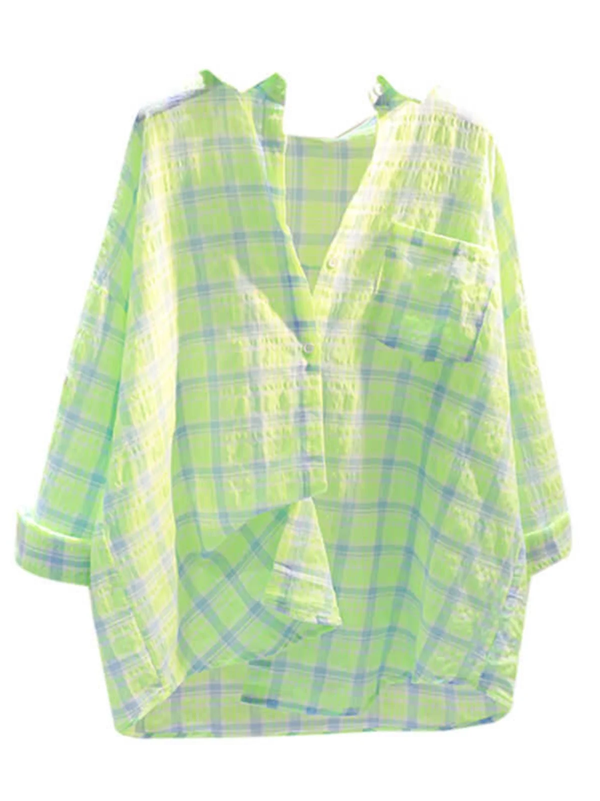 Talla grande 2300 Pou Cheered Protección solar informal para mujer irt Primavera Otoño Suelto Adelgazante Versátil Largo Sve C...