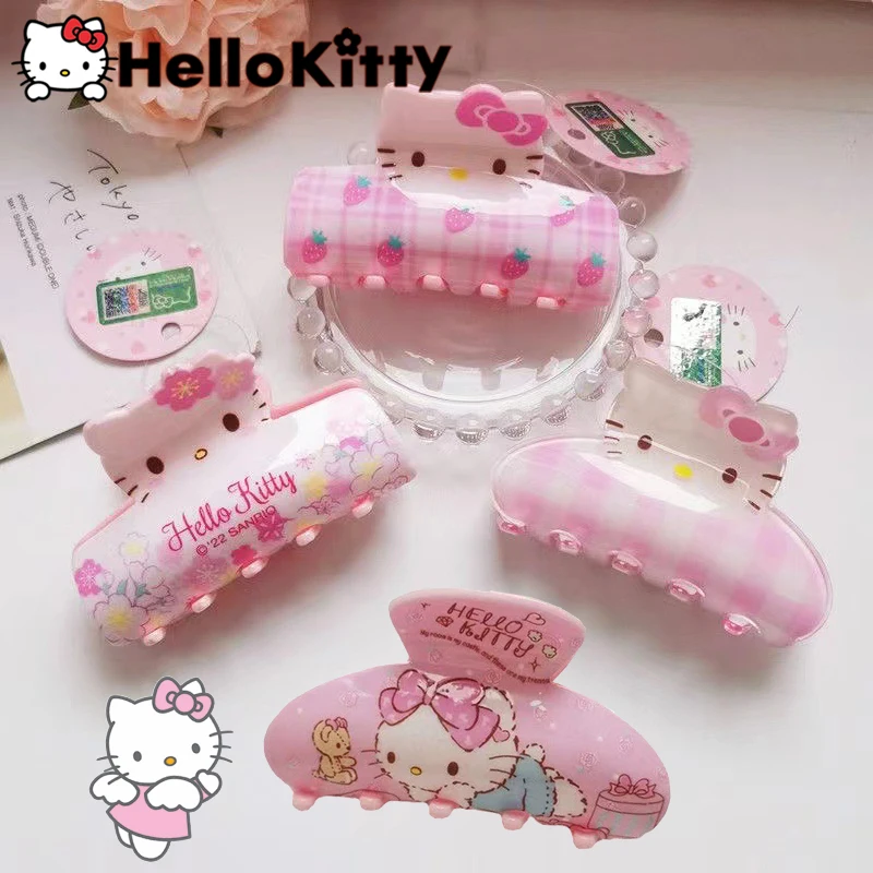 Sanrio Hello Kitty Claw Clip for Women Kawaii KT Cat Hair Clips Cartoon Ponytail Hairpin Girls Hair Styling Tool Accessories