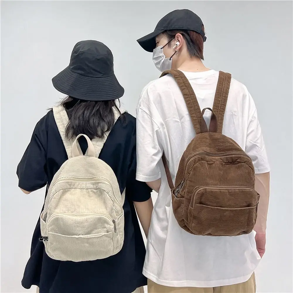 Mochila de pana de Color liso para adolescentes, morral pequeño, informal, para estudiantes, para mujer