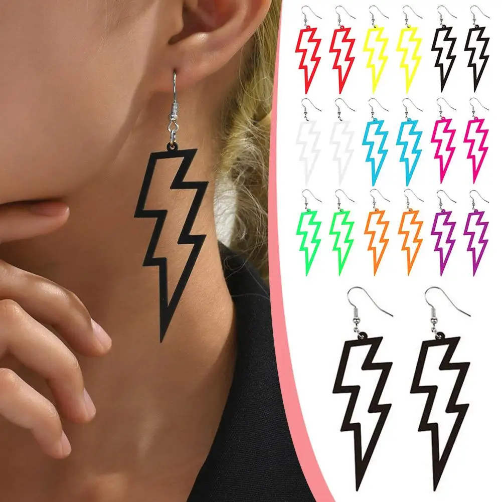 1Pair 80s Neon Earrings For Women Retro Pendant Acrylic Drop Dangle For 80\'s Outfit Party Accessories Earrings P1P0