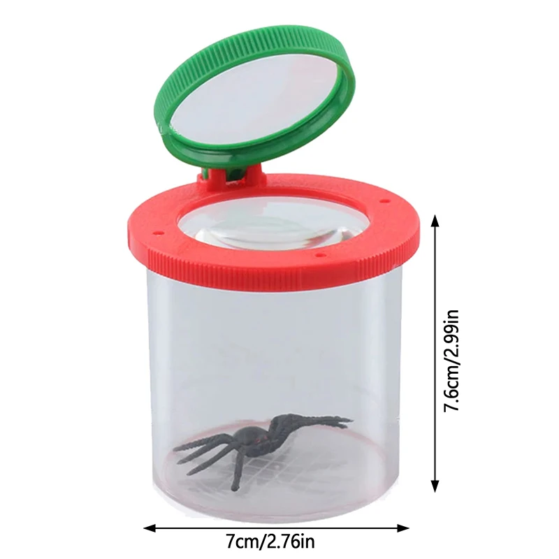 Caja de observación de insectos portátil para niños, tapa abatible, lupa bidireccional, taza de observación, regalos de plástico para niños, escuela