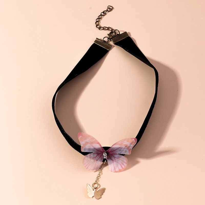 Aihua Heißer Verkauf Nettes Mädchen Schwarz Samt Spitze Schmetterling Blume Choker Halskette Sexy Loli JK Student Schlüsselbein Hals Kette Schmuck – Detail 34