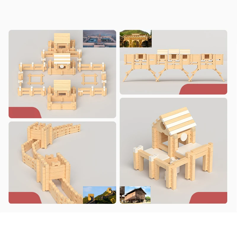 100PCS Set 3D Wooden Puzzle DIY Maze Model Building Block Kits Assembly Educational Toys For Children Adult Gift Party Game