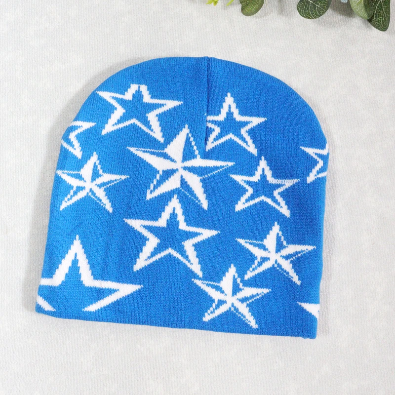 Hats Cap Knitted Pullover Wool Hat Caps Star Printed Warm Hat Hip-hop Beanie Street Punk Winter Knitted Cap Gothic Unisex
