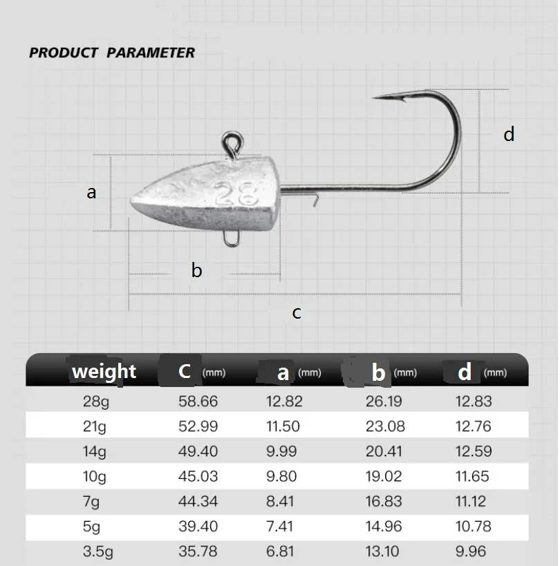 10PCS Dart Jighead Fishhooks 3.5g 5g 7g 10g 14g 21g 28g Worm Fishing Lure Hook Soft Lure Jig Head Artificial Bait Fishing Tackle