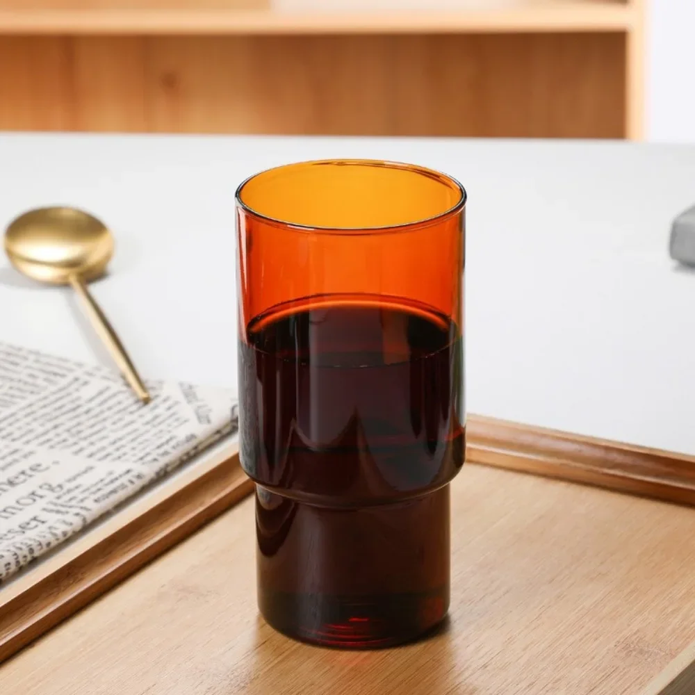 1 PC 220ml 480ml Coffee Cup Stackable Clear Amber Blue Green Colored Heat Resistant Milk Water Glass Mug High Borosilicate Mug
