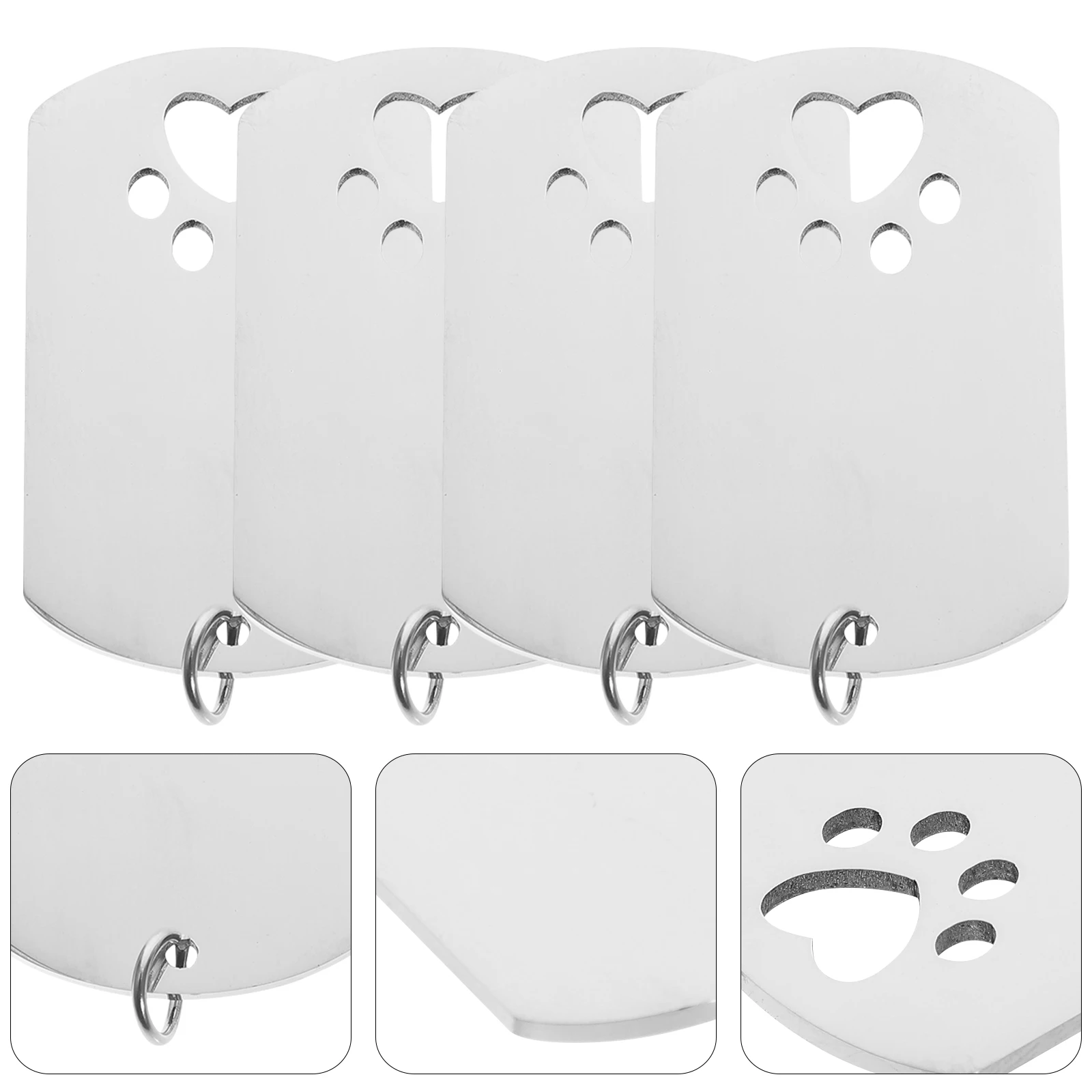 

4 Pcs Metal Dog Card Id Tag Blank Collar Tags for Engraving Stainless Steel Pet Name Sign Puppy