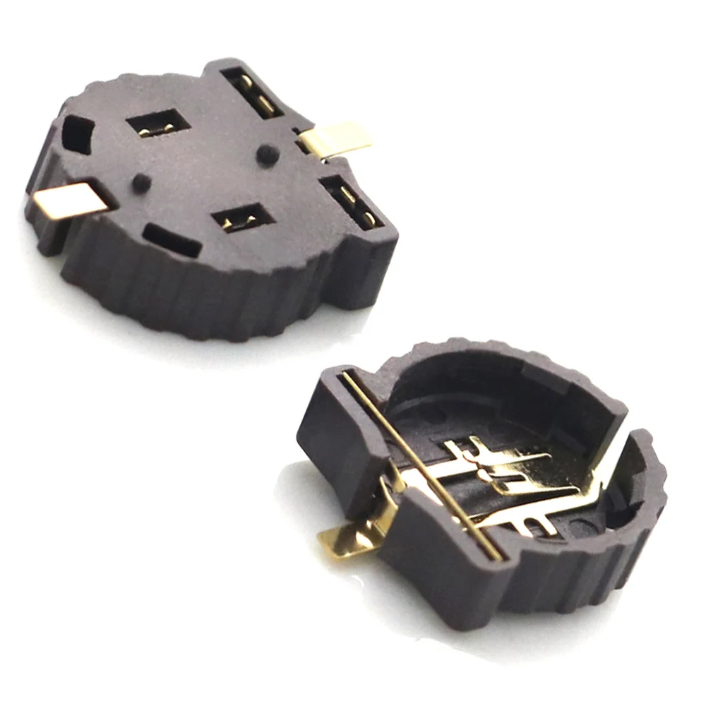 Battery Socket Connector 2032 Spring Insert Vertical Surface Mount Charging CR-1220 Button Battery Holder Card Holder