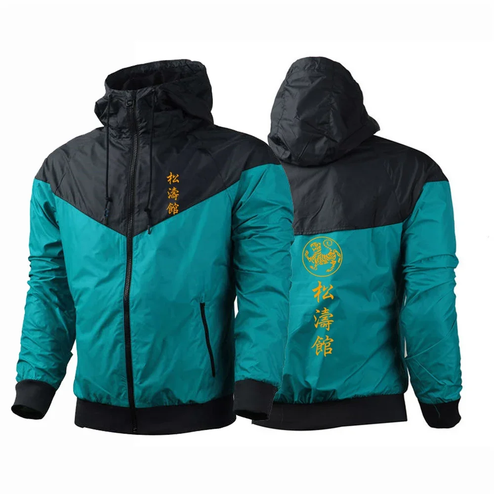 Shotokan Karate 2024 Spring and Autumn new style Men's Charge Coat printing Hooded Windproof Waterproof male fashion Jacket Top