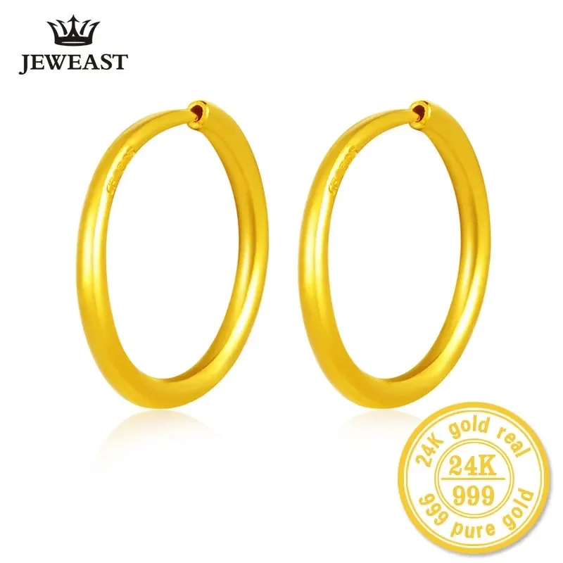 

XXX ZZZ 24k Pure Gold Hoop Earrings For Women Female Gift Beautifully Polished Real Solid 999 Gold Round Classic New Hot Sale