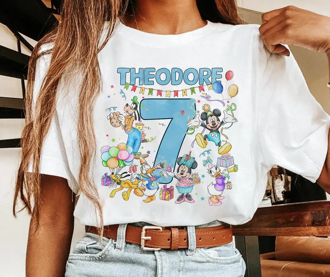 

Disney Mickey and Friends Birthday Watercolor T-shirts, Mickey and Minnie Birthday T-shirts, Customize Disneyland Family Shirts