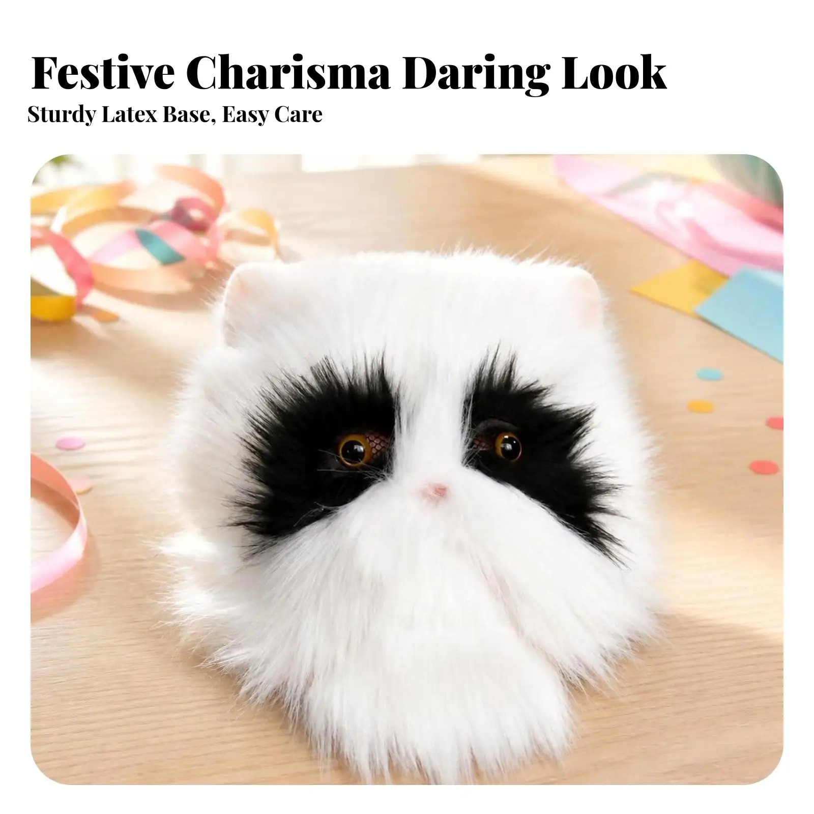 Plush Husky Headwear Full Coverage Furry Animal Mask Halloween Party Costume Accessory with Eye Openings for Themed Events