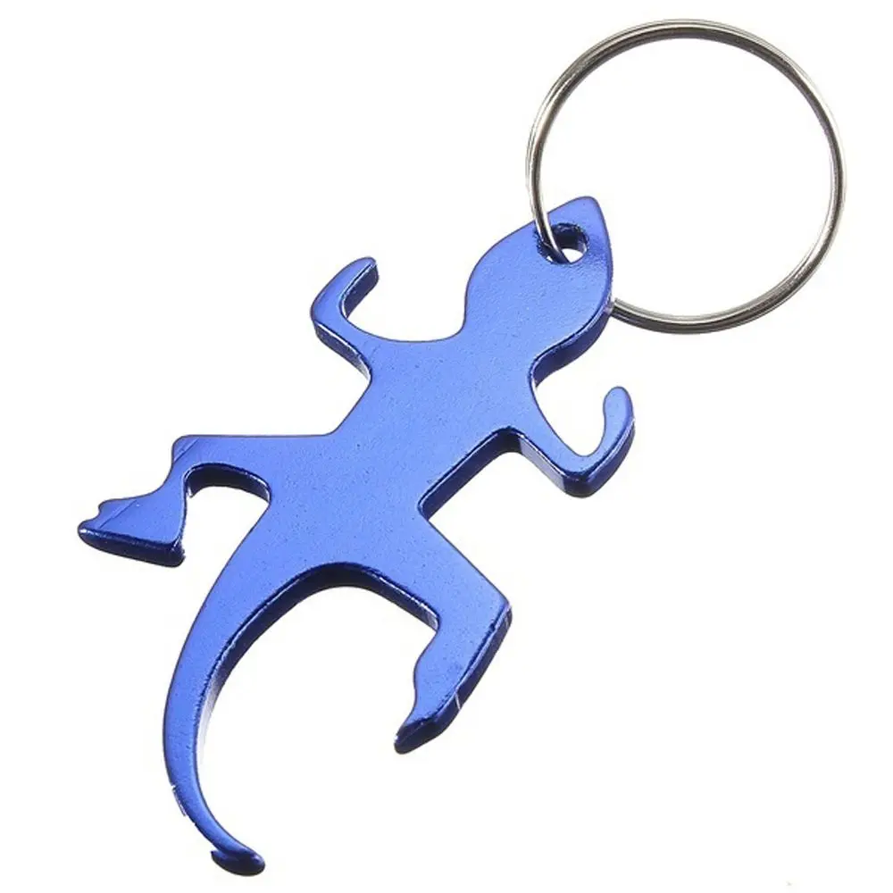 Multifunction Novelty Beer Lizard Shape Alloy Keychains Corkscrew Bottle Opener Keys Ring Openers