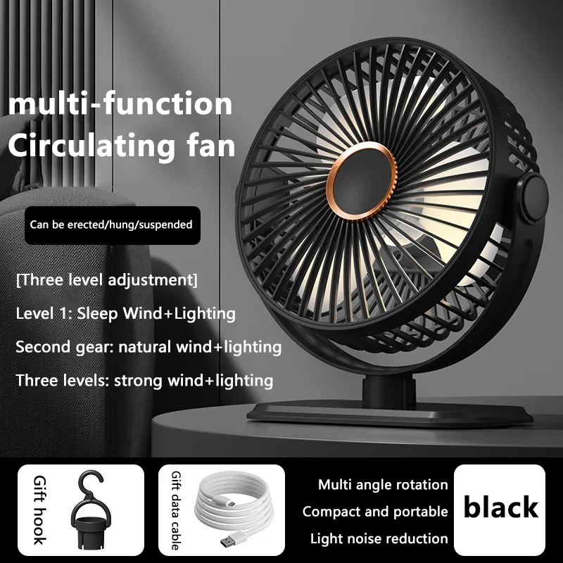 

Портативный мини-вентилятор с зажимом, USB-тихий настольный электрический вентилятор, перезаряжаемый для дома, кемпинга, офиса, беспроводной потолочный вентилятор, светодиодный ночник