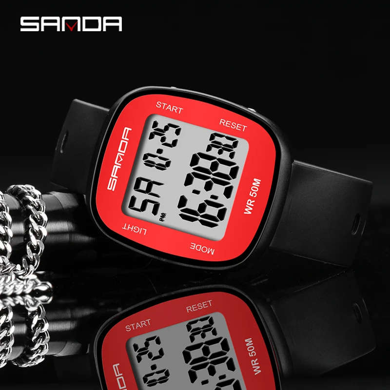 Sanda relógios dos homens nova moda relógio eletrônico multifunções hd display led relógio esportivo à prova dwaterproof água cronógrafo reloj hombre