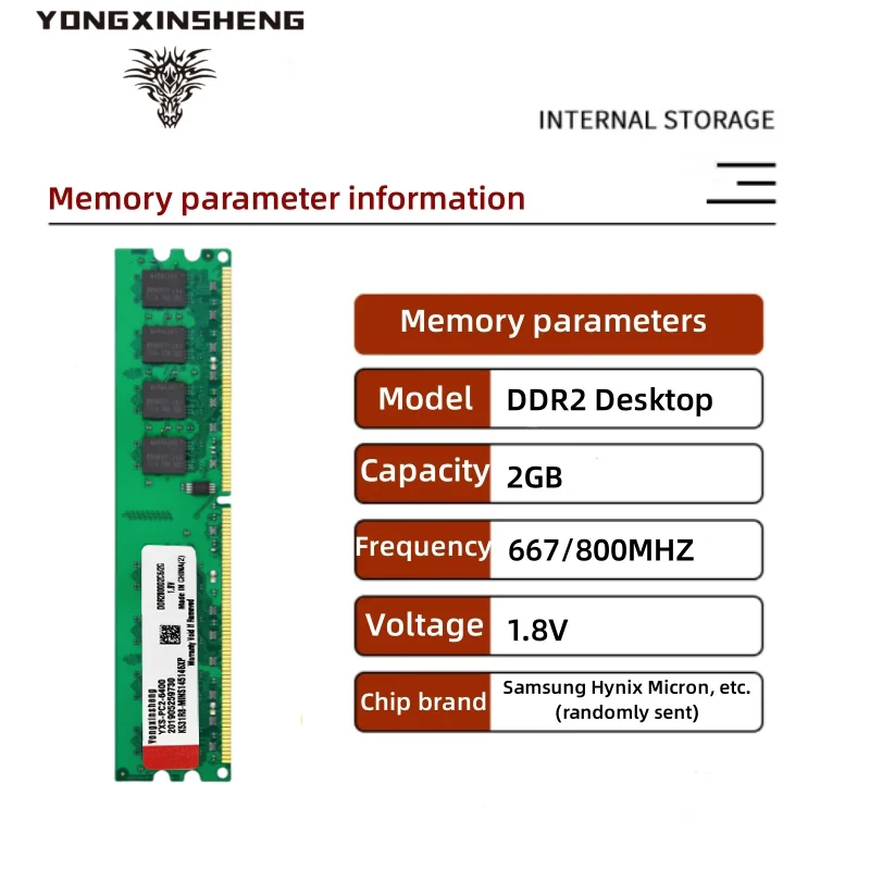 2GB DDR2 800Mhz PC2-6400 DIMM Desktop RAM Kamppin 1.8V NON ECC Bulk/Lot RAM Memoria Intel et AMD sont compatibles