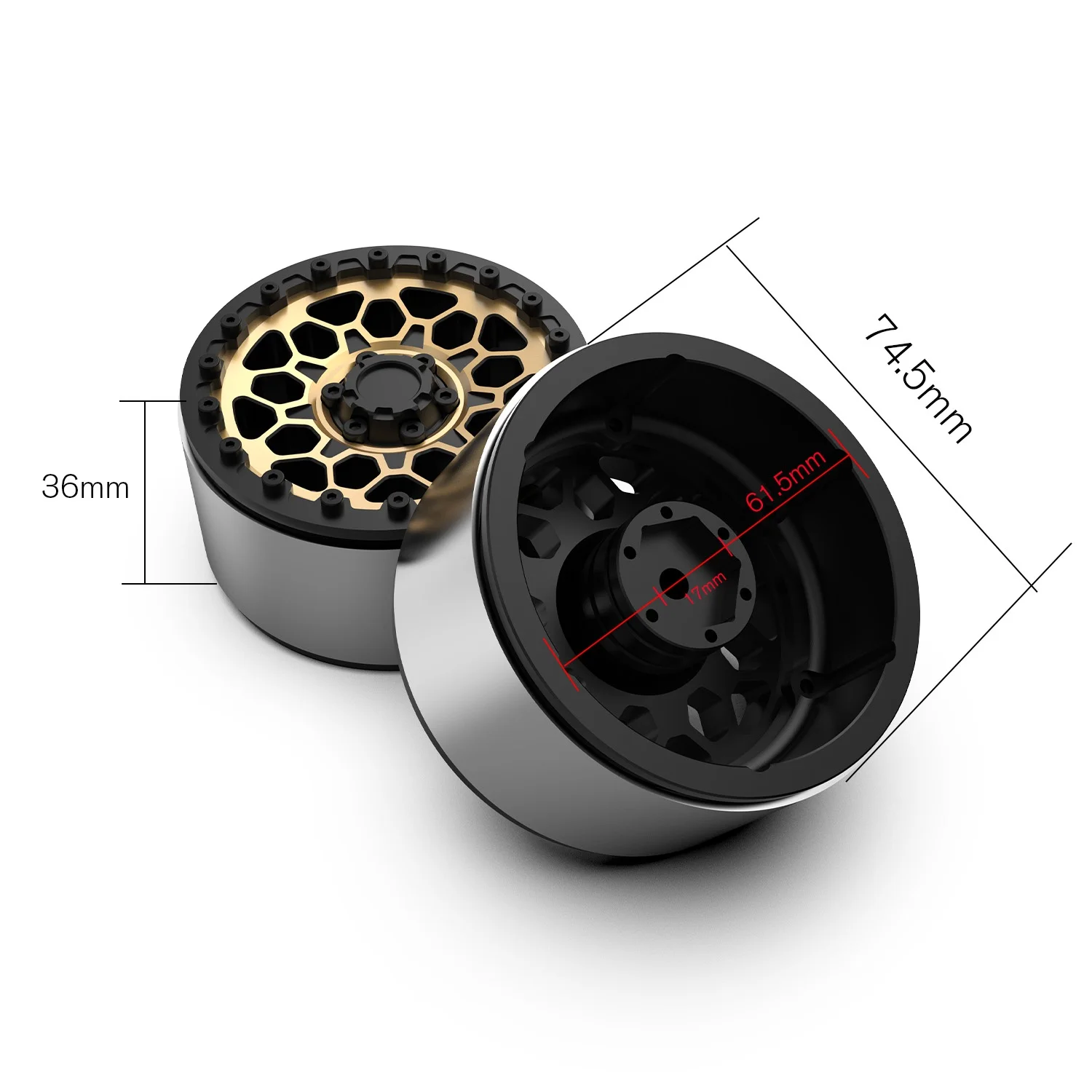 Rlaarlo Mk07 ملحقات سيارة التسلق 2.6 بوصة إطارات محاكاة مادة سبائك الألومنيوم 17 موصل أجزاء معالجة باستخدام الحاسب الآلي #4