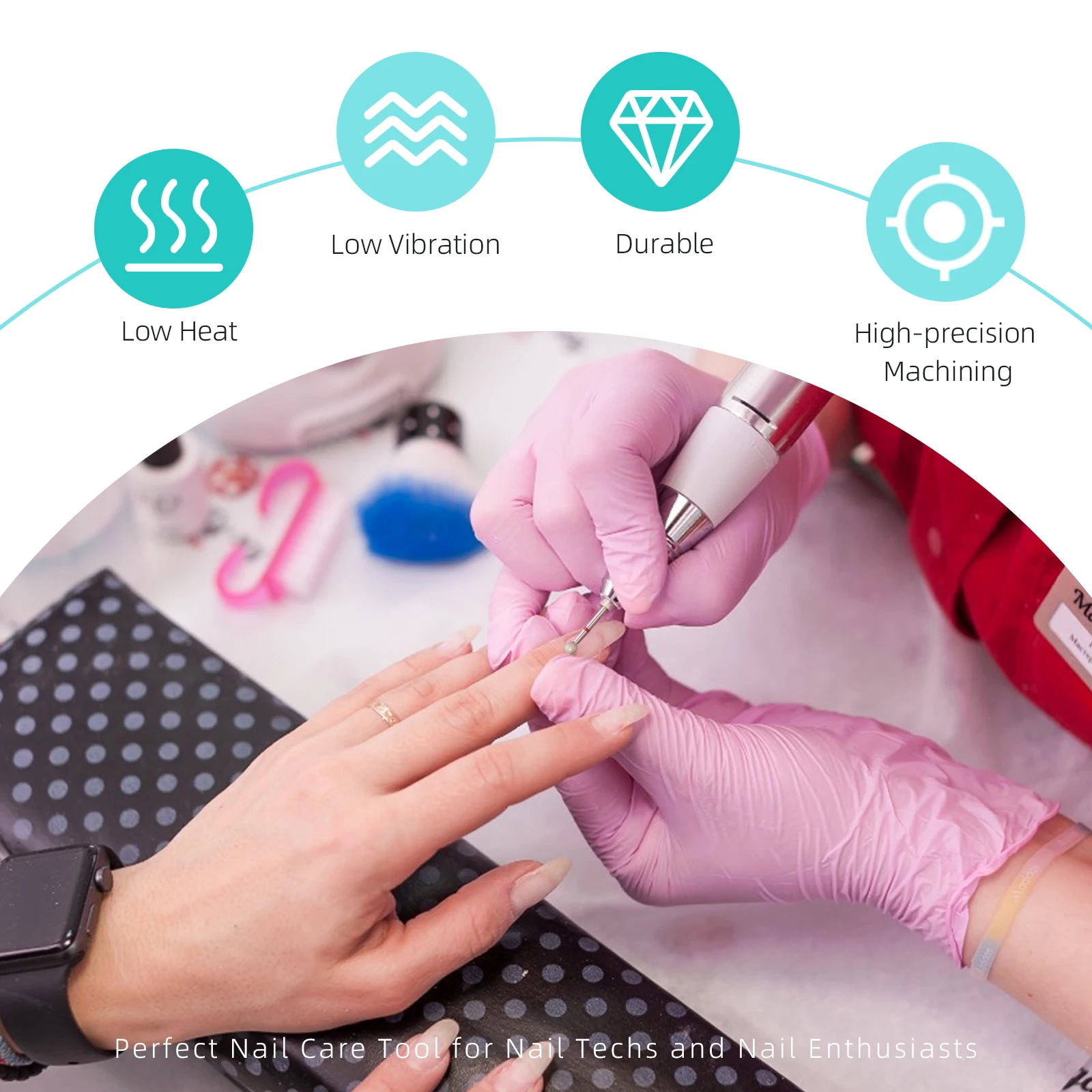 HYTOOS Fine Grit Ball Cuticle Clean Nail Drill Bits Russian Diamond Nail Bit Safety Under Nail Cleaner for Cuticle Dead Skin